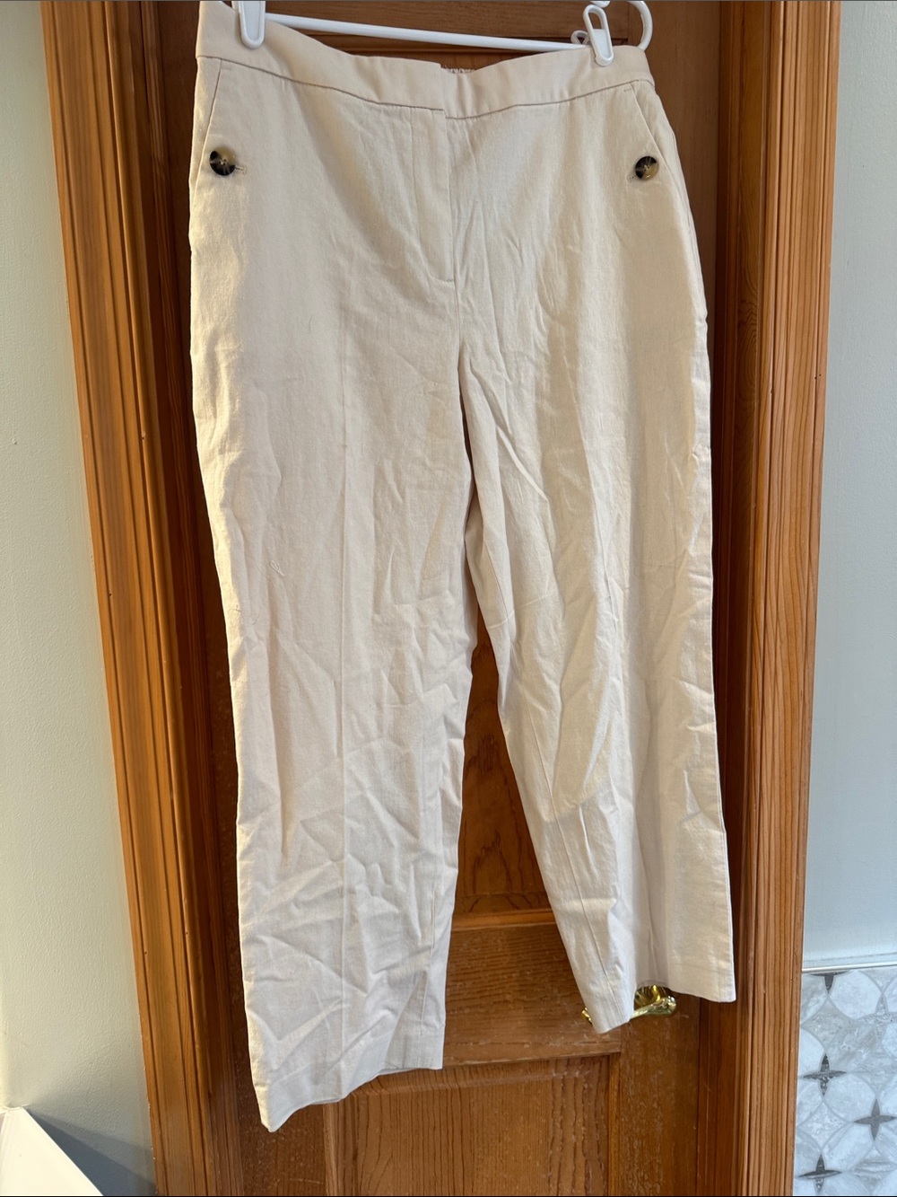 J. Crew Cream Cropped Tailored Trousers